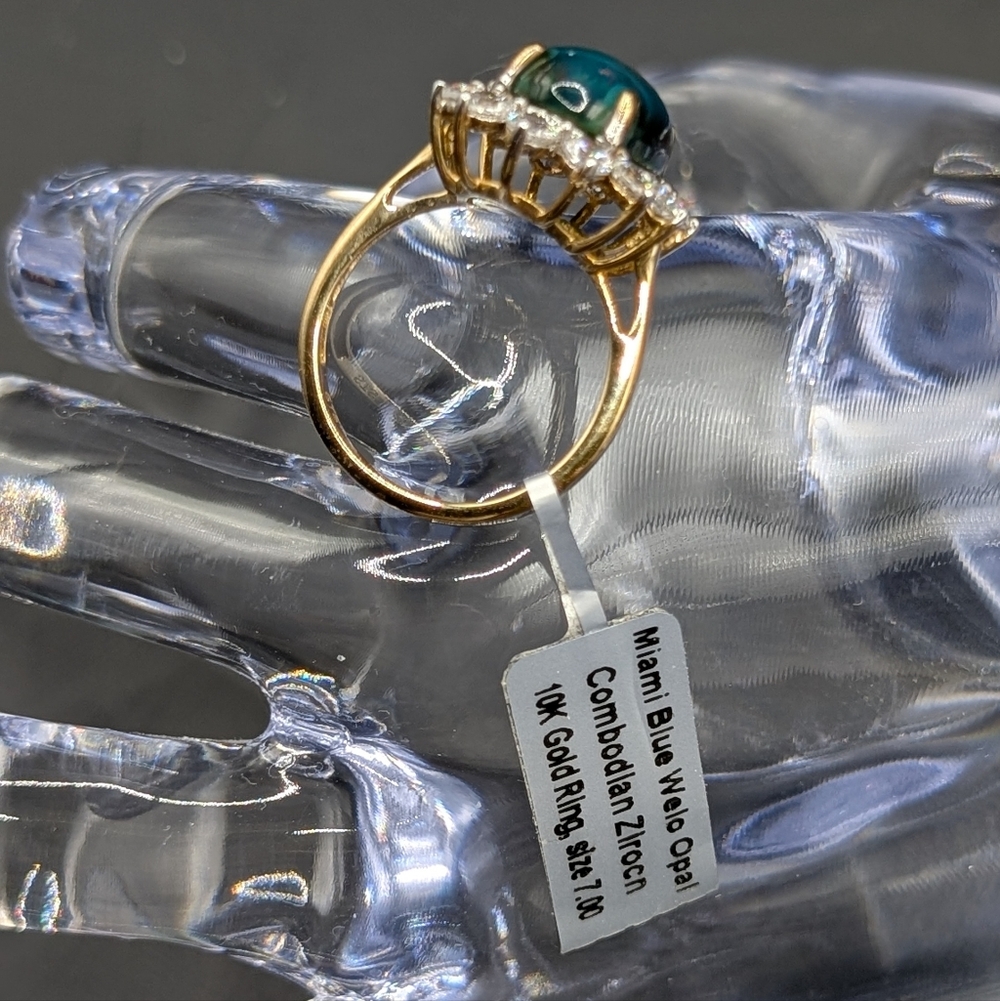 10K Gold Miami Blue Opal - Picture 4 of 7